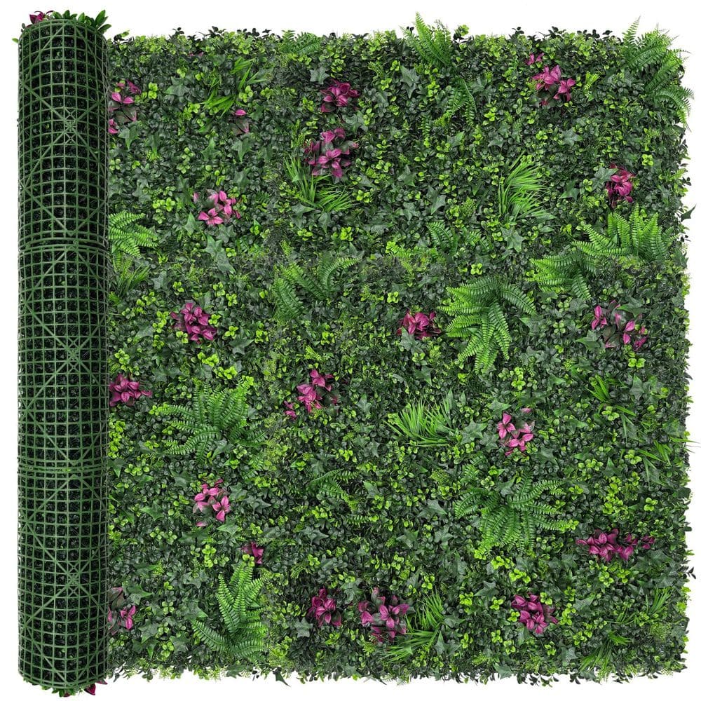 7.48 in. H x 120 in. W Green Artificial Boxwood Hedge Panel UV