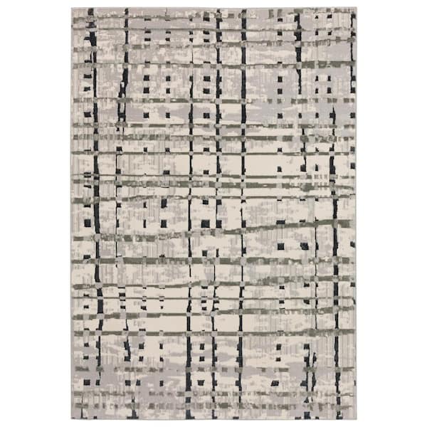 Addison Rugs Gentry 4 Grey 1 Ft. 8 In. x 2 Ft. 6 In. Abstract Checker Accent Rug