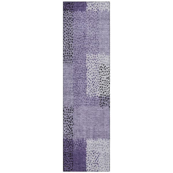 Chantille Machine Washable Indoor/Outdoor Abstract ACN2868 Purple 2 ft. x 7 ft. Runner Rug
