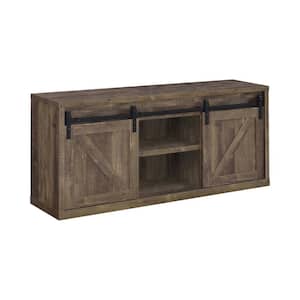 59in. Rustic Oak TV Console Fits TV's up to 64in. with Sliding Doors