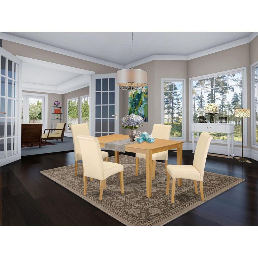 5-Piece Natural Oak Finish Solid Wood Top-Dining Room Set-Seats 4