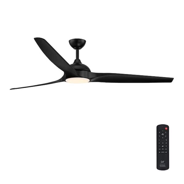 Arcas 72 in. Outdoor Matte Black Integrated LED Ceiling Fan with 5-CCT and 7-RGB Selections, Remote Included