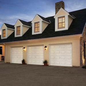 Classic Steel Short Panel 8 ft x 7 ft Insulated 12.9 R-Value  White Garage Door without Windows
