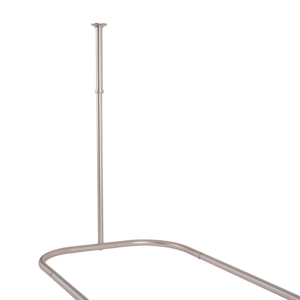 Extra Large Nickel Aluminum Oval Shower Rod with White Curtain