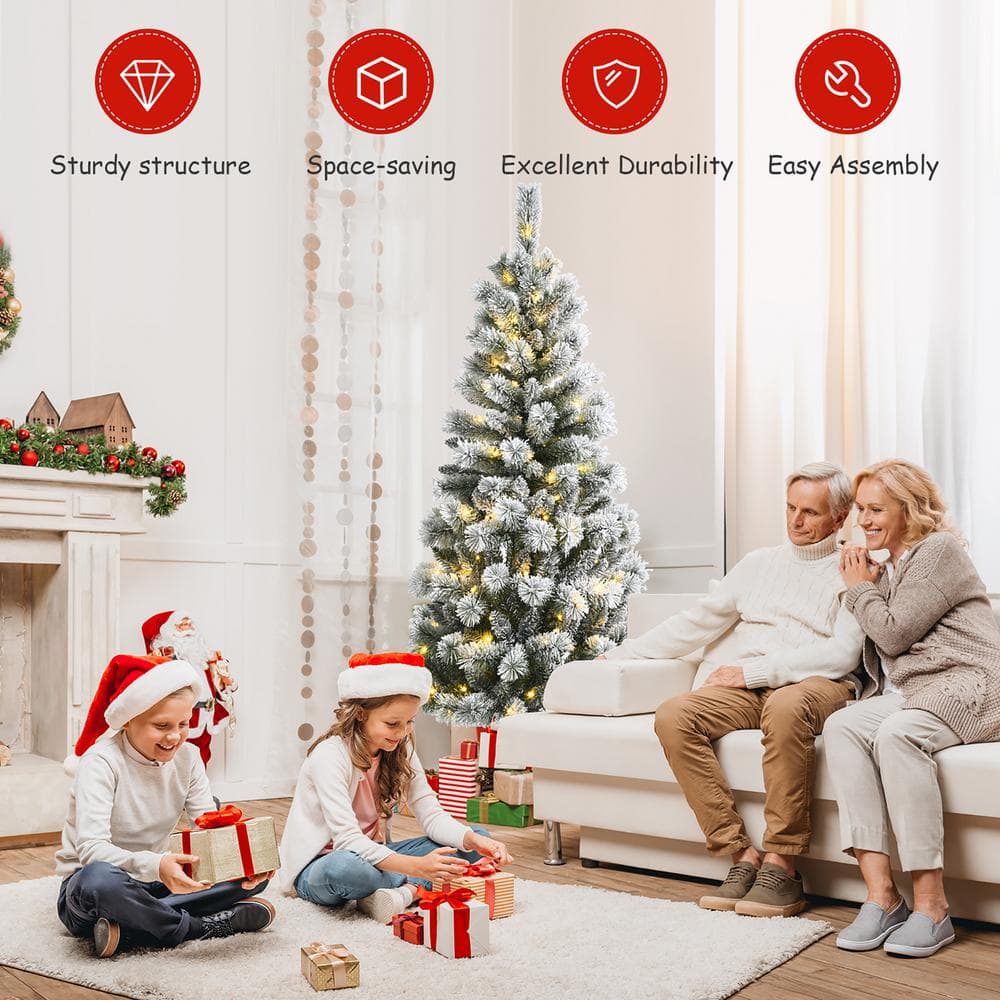6-Foot White Pine Pre-Lit Christmas Tree with Remote Control Lights