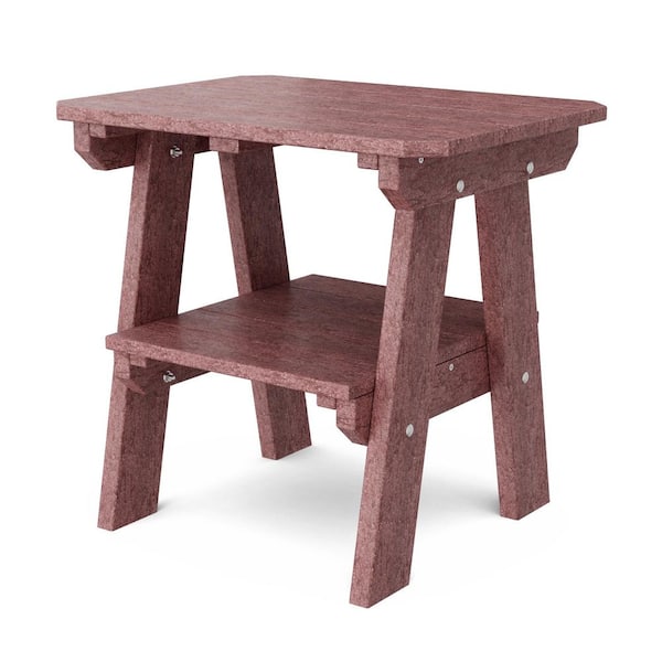 Wildridge Heritage Cherrywood Two-Tier Rectangle HDPE Plastic Outdoor Side Table