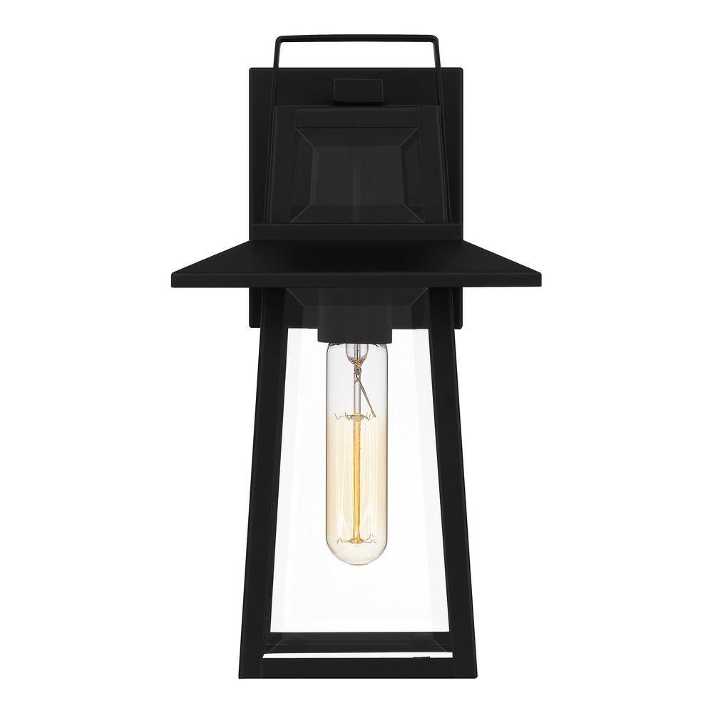 Devonport Matte Black Steel Outdoor Wall Lantern with Clear Glass