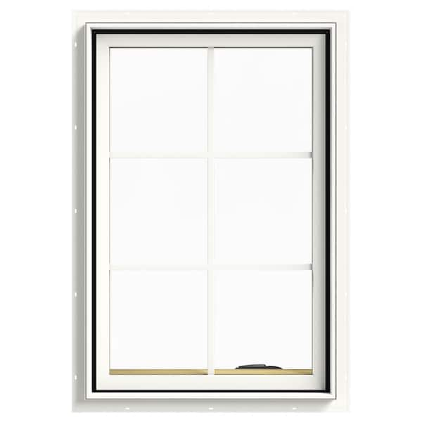 JELD-WEN 24 In. X 36 In. W-2500 Series White Painted Clad Wood Right ...