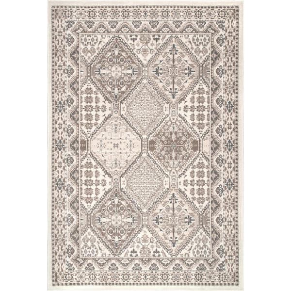 nuLOOM Vintage Tile Becca Beige 6 ft. 7 in. x 9 ft. Oval Area Rug