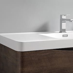 Tuscany 40 in. Modern Wall Hung Bath Vanity in Rosewood with Vanity Top in White with White Basin and Medicine Cabinet