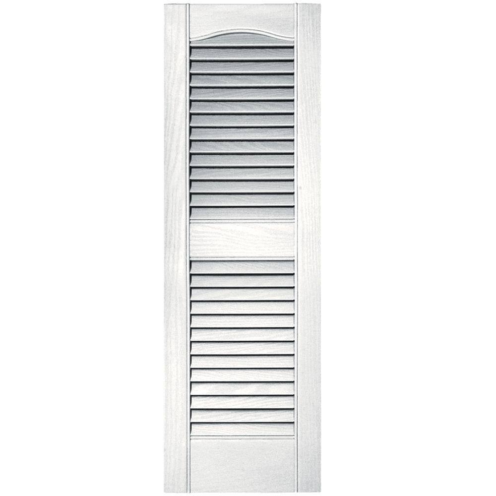 Builders Edge 14.5 in. x 80 in. Louvered Vinyl Exterior Shutters Pair