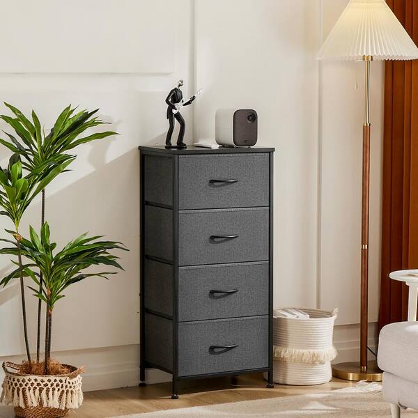 FIRNEWST Marta Modern Black 6-Drawer 38 in.W Fabric Dresser Steel