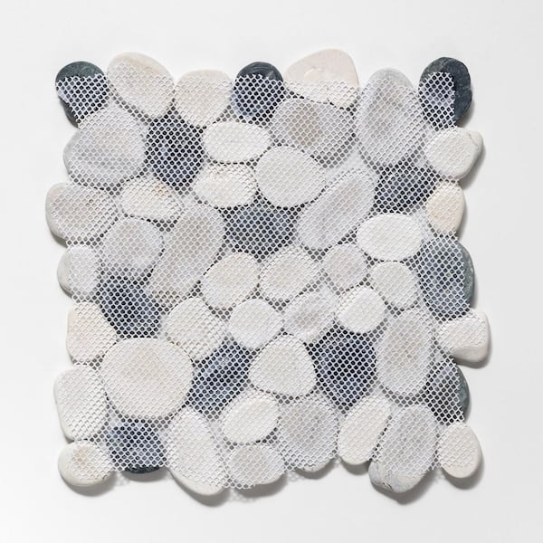 Classic Pebble Tile Grey/White/Black 11-1/2 in. x 11-1/2 in. x 12.7mm Mesh-Mounted Mosaic Tile (9.61 sq. ft. / case)