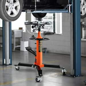 Transmission Jack 1100 lbs. Hydraulic Telescopic Floor Jack 2-Stage Stand w/ Foot Pedal 360-Degree Wheel for Garage Shop