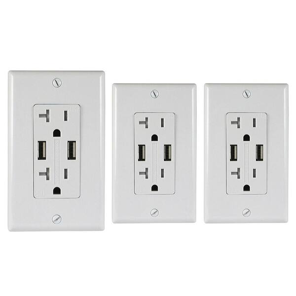 2/3/4/6 USB Port Wall Charger Outlet AC Power Receptacle Socket Plate Panel LA 