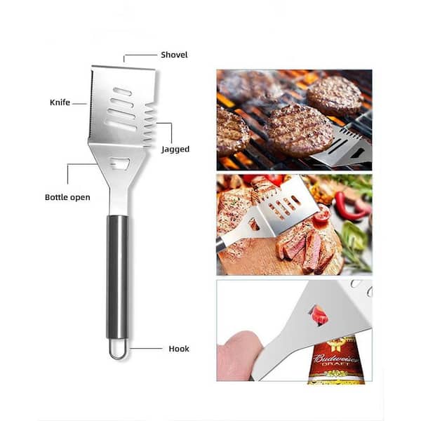 Cisvio Sliver Cooking Accessory BBQ Grill Tools Set, Thermometer, Meat  Injector, Extra Thick Stainless Steel Spatula (30-Piece) D0102HXY7NT - The  Home Depot