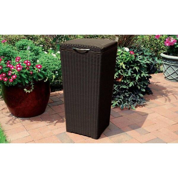 Keter 30 Gal Brown Wicker Style Plastic Trash Can 231478 The Home Depot Keter 30 Gal Brown Wicker Style, Outdoor Wicker Trash Can Home Depot