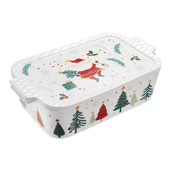 76 oz White Ceramic Casserole Dish with Lid Deep Baking Pan Microwave Oven Dishwasher Safe for Lasagna and More