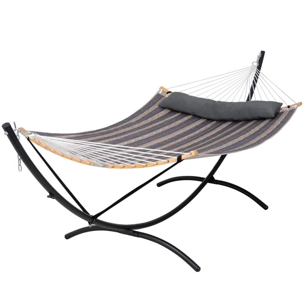 12.5 ft. Curved Stand Portable Freestanding Hammock – Outdoor, Gray Stripes price history on PriceWatchPro