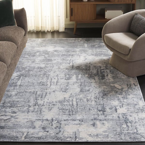 Mirage 6 ft. x 9 ft. Gray/Silver Distressed Marble Area Rug