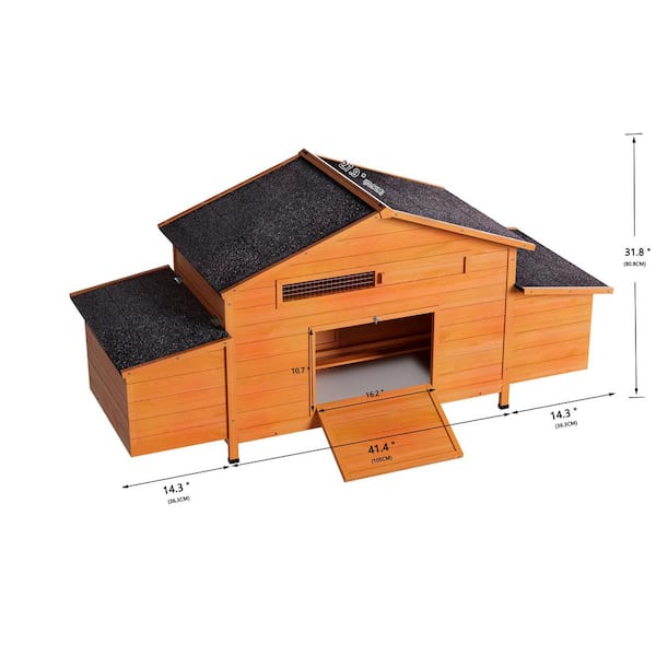 GOGEXX 70 in.W Large Wood Chicken Coop with 2-Nesting Boxes