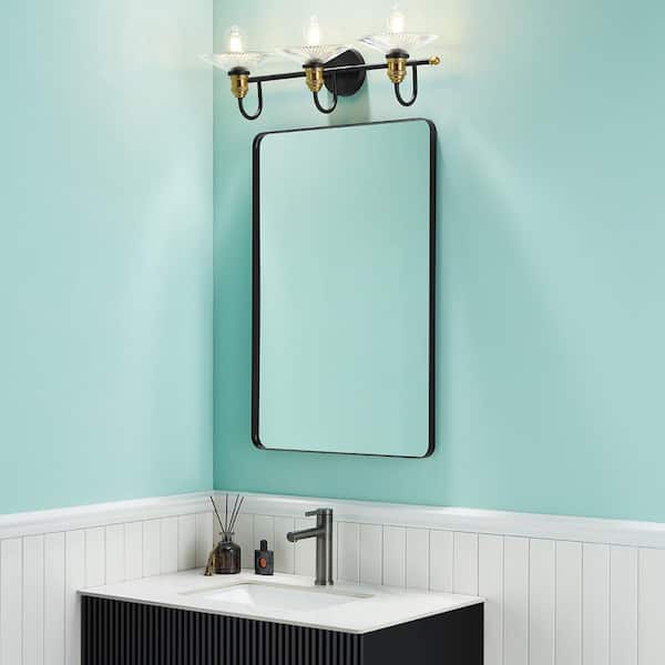 waterpar 24 in. W x 36 in. H Rectangular Aluminum Framed Wall Bathroom Vanity Mirror in Black