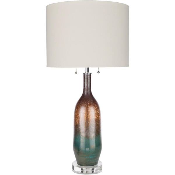 Artistic Weavers Westbourne 34 in. Bronze/Teal Indoor Table Lamp with Gray Drum Shaped Shade