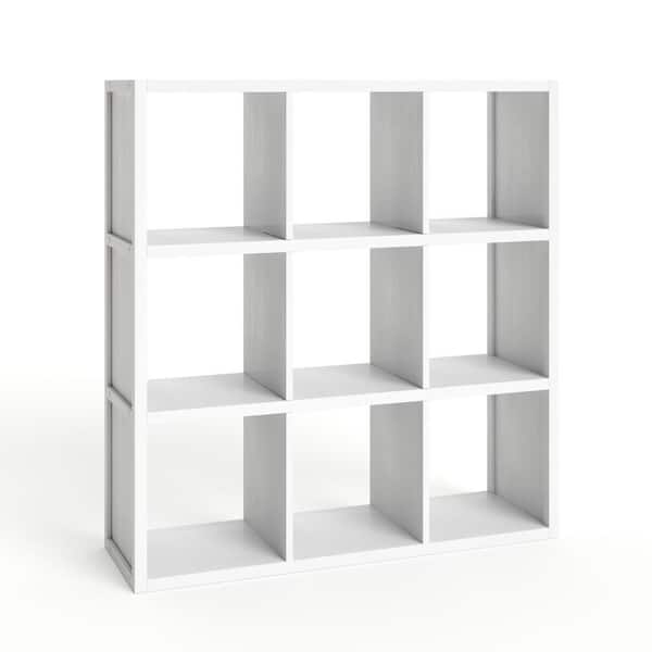 40.25 in H x 37.75 in W x 11.75 in D White Solid Wood 9-Cube Storage Organizer
