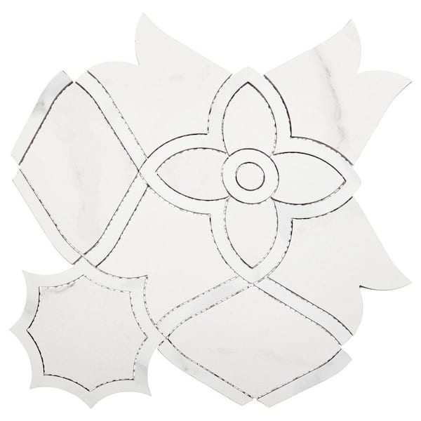 Ciara Rex White 10-in. Marble Look Matte Porcelain Floor Wall and Tile Sample