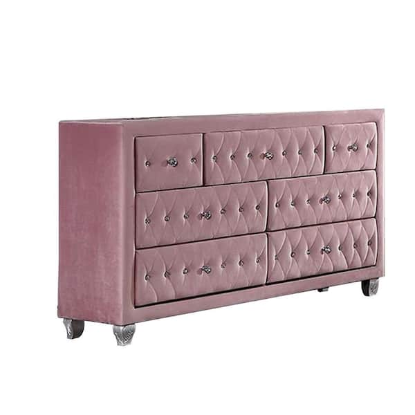grey and pink dresser Benjara Silver 7-Drawers 58.5 in. Without Mirror BM310916 Sequins prom dress