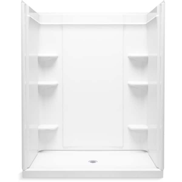 KOHLER Medley 60 in. W x 75.5 in. H Solid Surface Alcove Shower Wall Surround in White