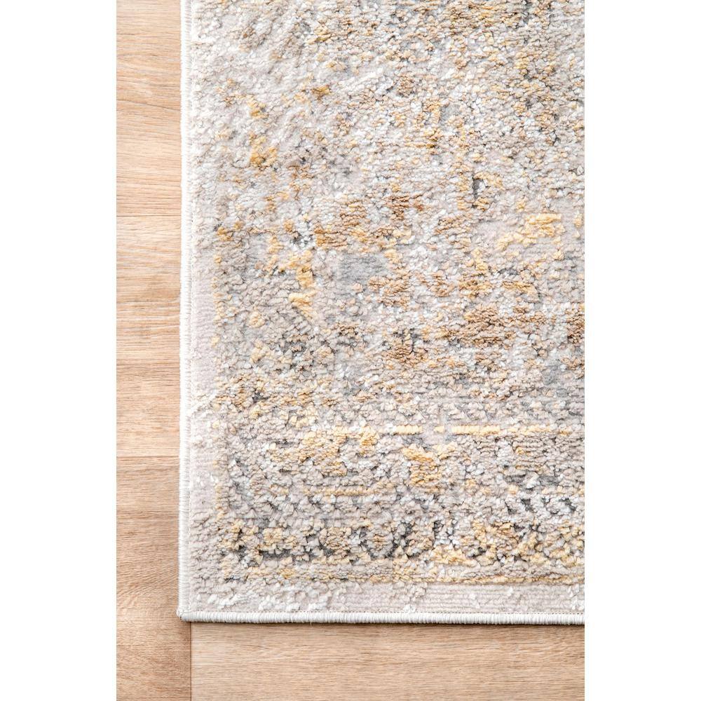 Gold Medallion 5 ft. Square Stain-Resistant Area Rug