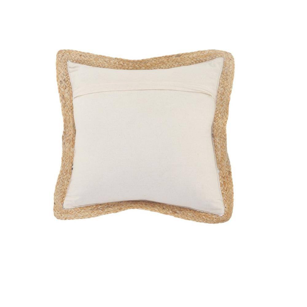 Pastel Striped Cotton and Jute Square Throw Pillow