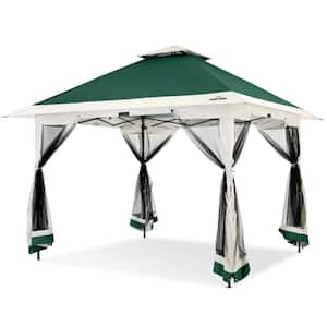 12 ft. x 12 ft. Green Pop Up Gazebo Canopy Tent Shelter with Full Netting for Family Parties and Outdoor Activities