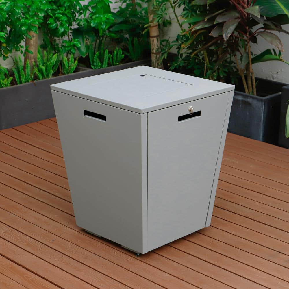 Chelsea Gray Gas Fire Pit Table with Glass Wind Guard
