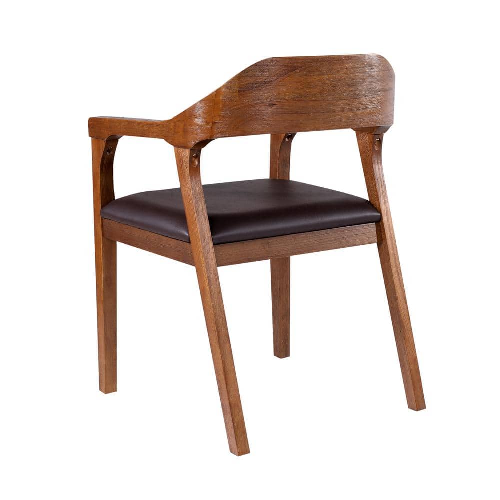 Chestnut Wire-Brushed Faux Leather Upholstered Arm Chair