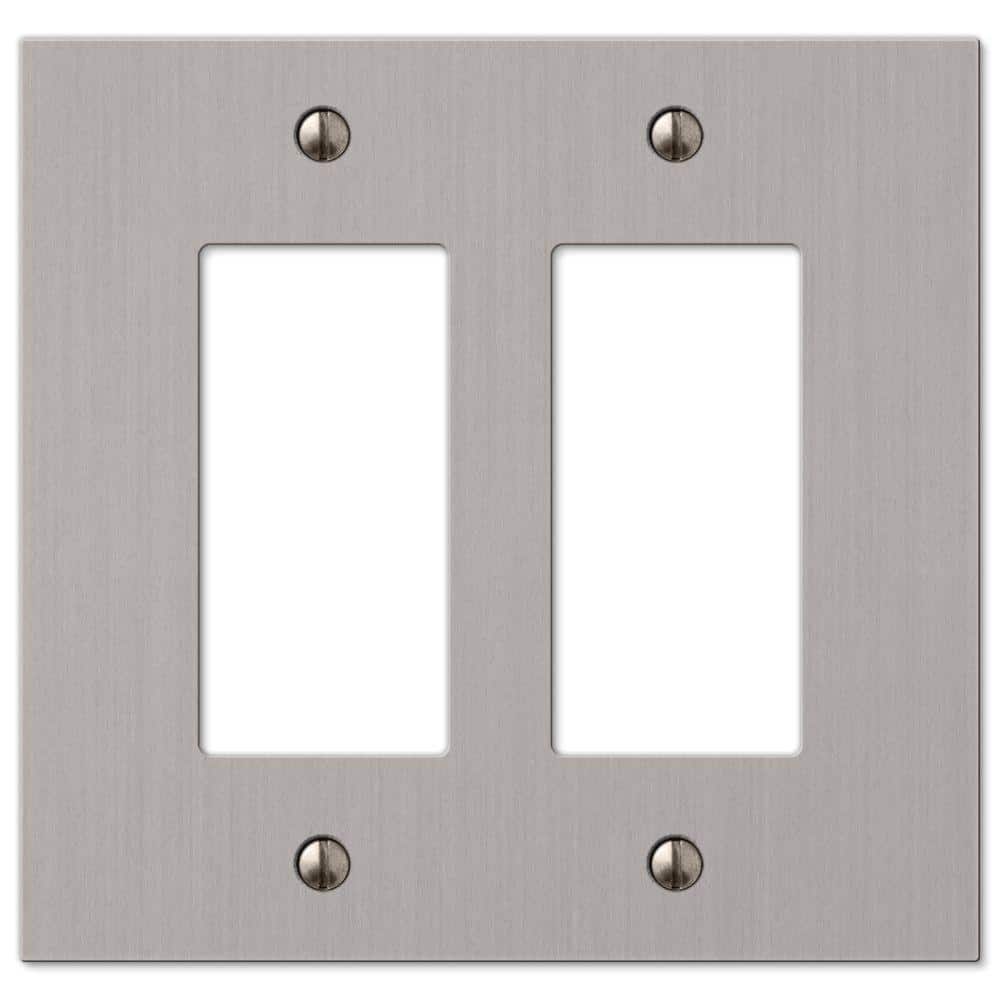 Brushed Nickel Double Rocker Cast Metal Wall Plate