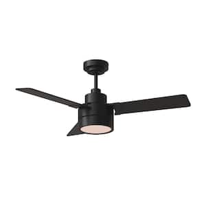Jovie 44 in. Modern Indoor/Outdoor Black Ceiling Fan with Black/American Walnut Reversible Blades, LED Light Kit
