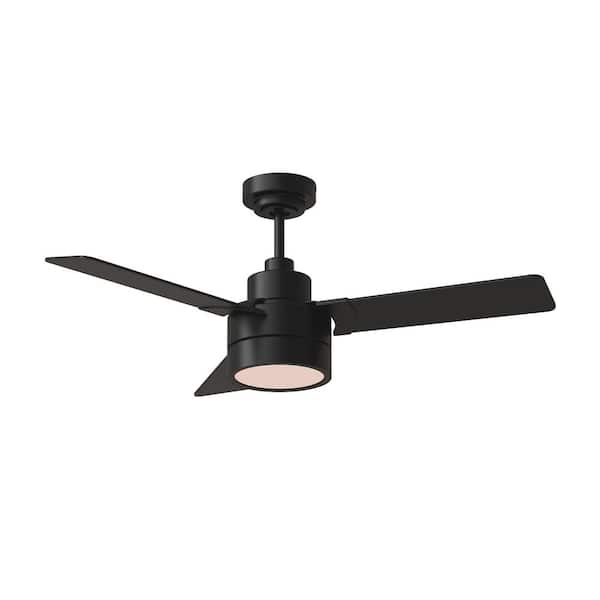 Generation Lighting Jovie 44 in. Modern Indoor/Outdoor Black Ceiling Fan with Black/American Walnut Reversible Blades, LED Light Kit