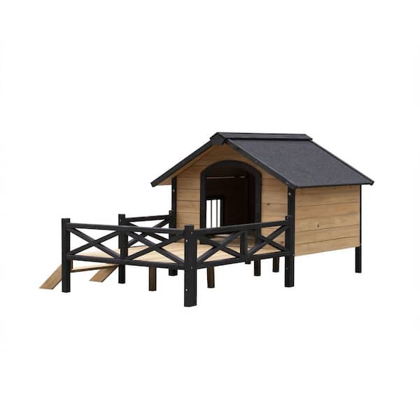 Outdoor large wooden cabin House style Wooden dog house with porch
