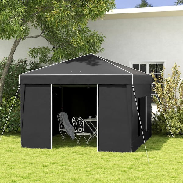 RIDER'S ONEPOLE TENT ブラック Otryad 9.7 ft. x 9.7 ft. Black Pop-Up Canopy Tent with 2