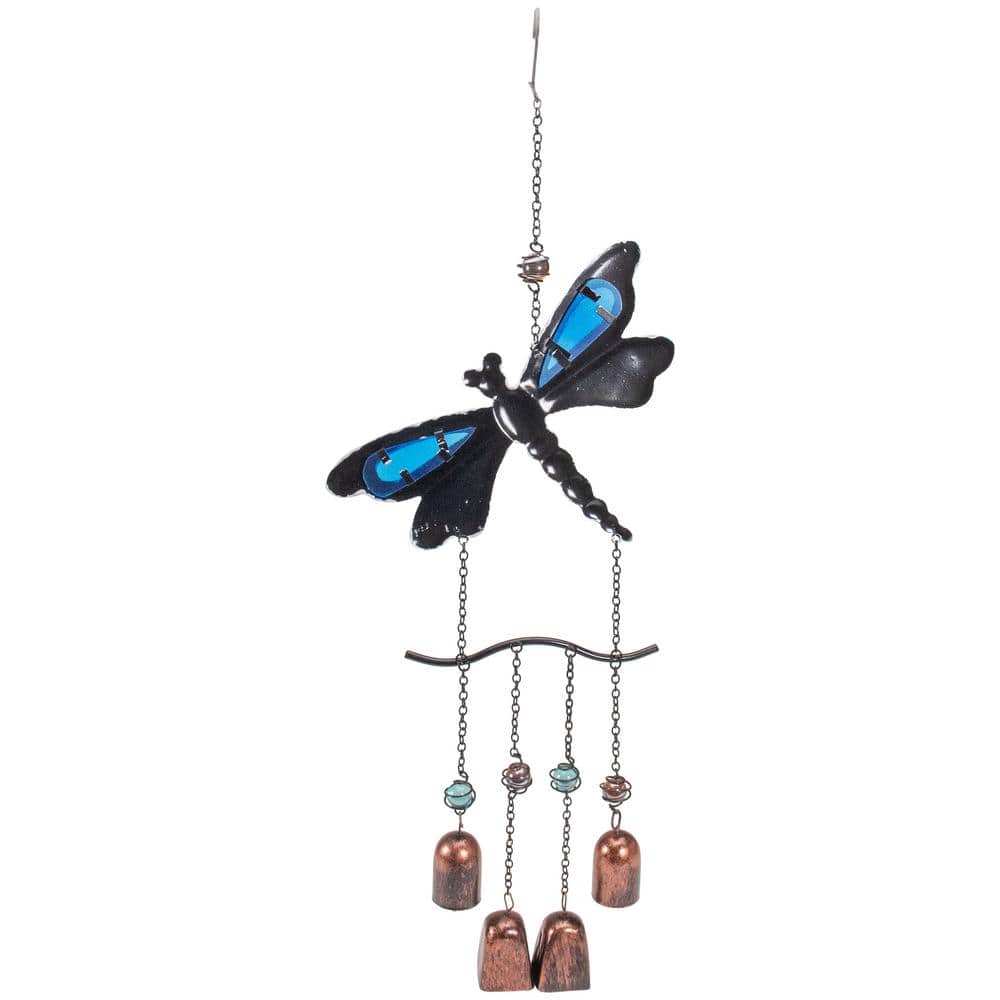 24" Purple and Blue Dragonfly Outdoor Windchime with Faux Jewels
