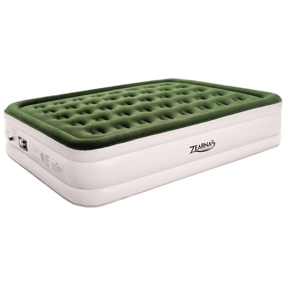 16 in. Green Queen Air Mattress with Built-in Pump, Double Air Chamber and 