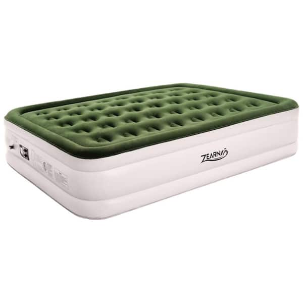 Angel Sar 16 in. Green Queen Air Mattress with Built-in Pump, Double Air Chamber and Storage Bag for Camping, Home and Travel
