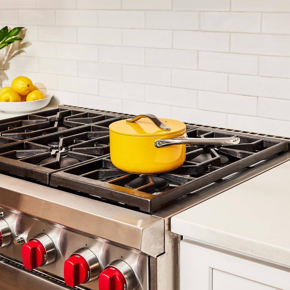 Lemon Yellow Aluminum Non-Stick Saucier with Lid