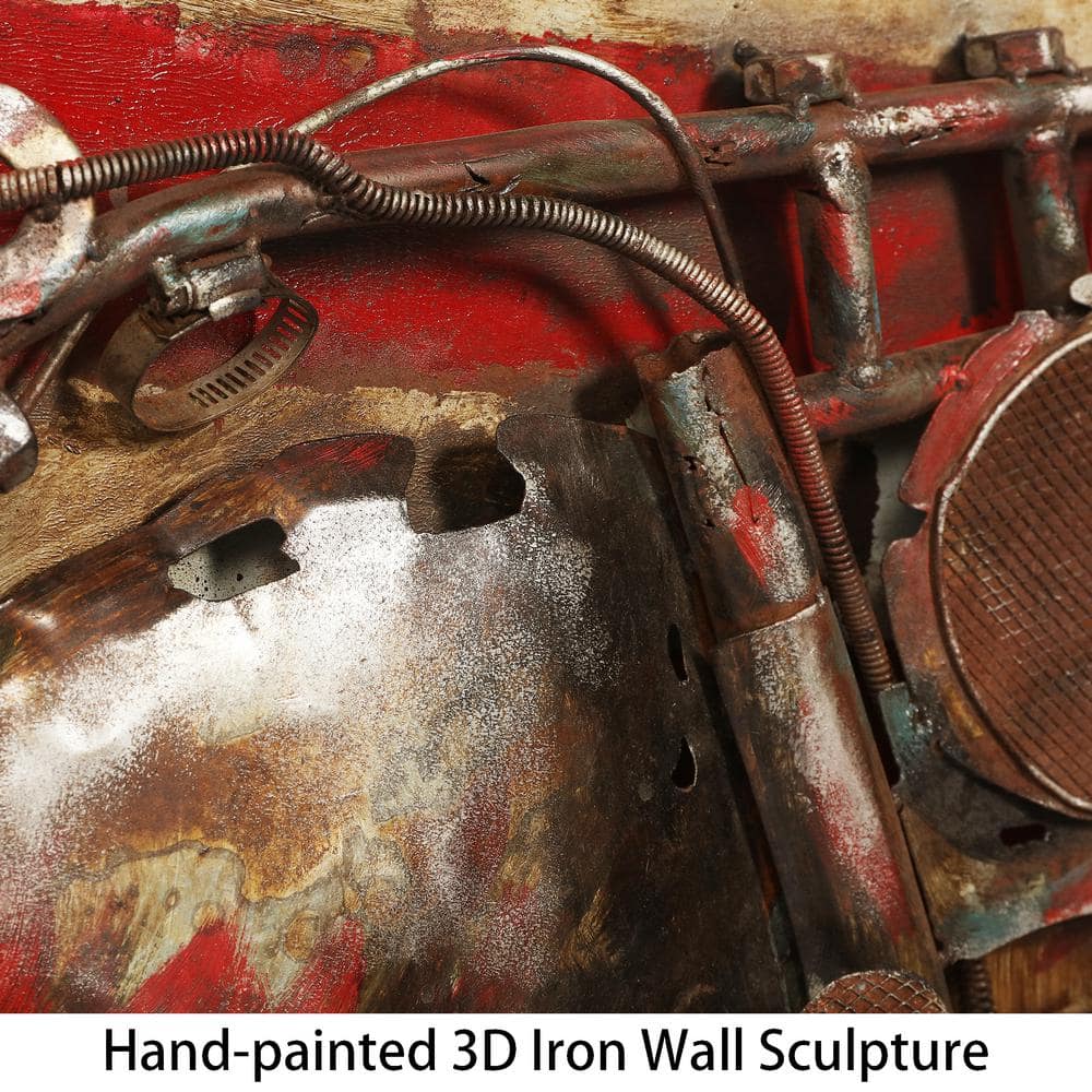 Patriotic Motorcycle Mixed Media Iron Wall Sculpture