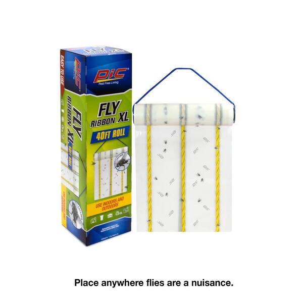 Ruralty Fly Tape Trap - 30ft Horizontal or Vertical Hanging Adhesive Indoor  and Outdoor 3pk Insect Fly Trap Ribbon Roll