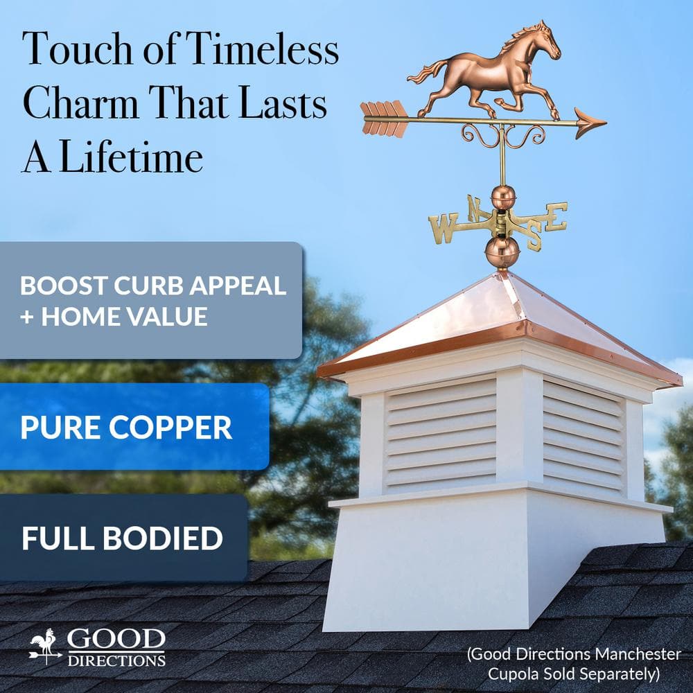 Colonial Homestead Polished Copper Galloping Horse Weathervane - 24"L