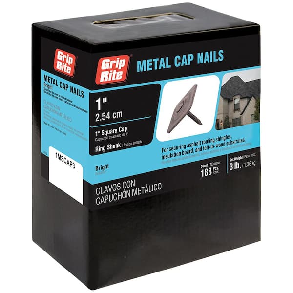 Grip-Rite #12 x 1 in. Metal Square Cap Roofing Nails (3 lb.-Pack)