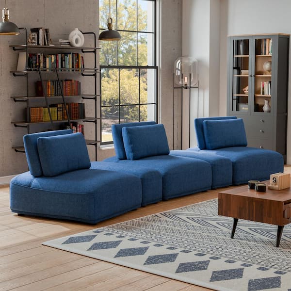 Fairwind 159 in Armless 5-Piece Boucle Fabric Curved Modular Sectional Sofa in Beige With Extendable Backrest